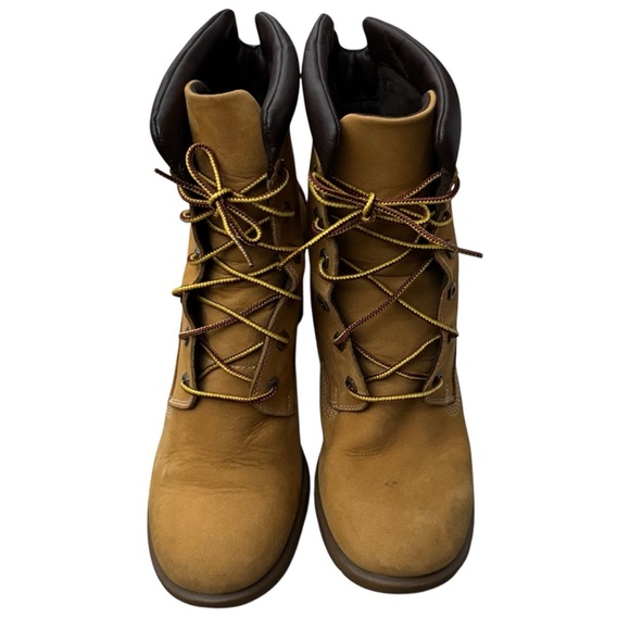 Timberland Leather Boots Tan Tillston Lace Up Heeled 3" Wheat 83357 - Picture 2 of 13